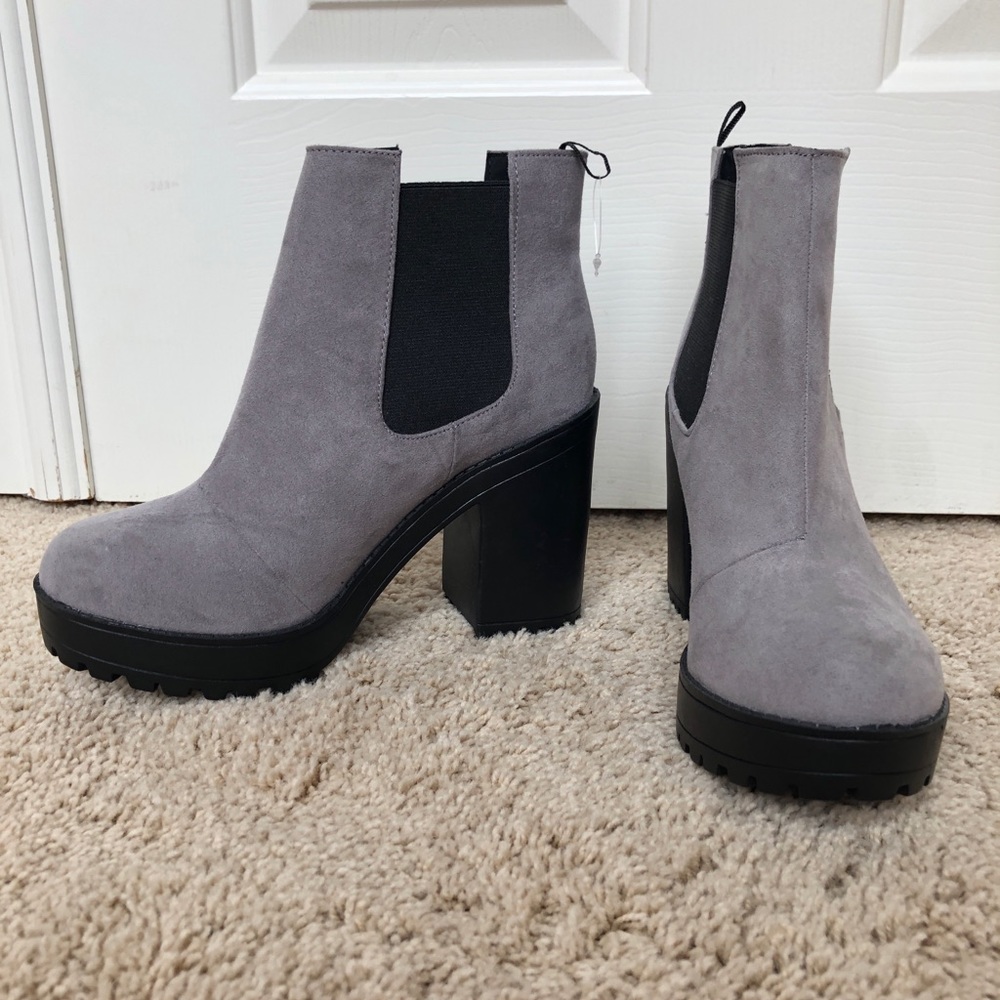 Gray and Black Suede Booties!